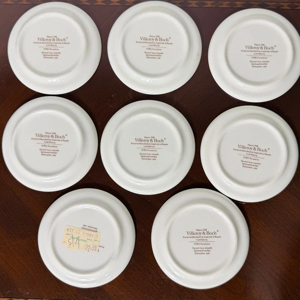 Vintage Villeroy & Boch Marble Black Set of 8 Vitro Porcelain Coasters 4